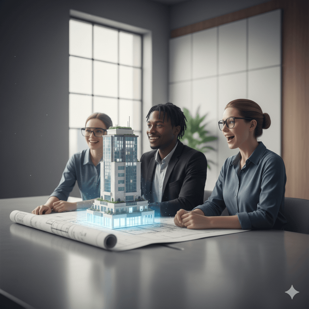 Team erlebt Vision in 3D durch AR/VR